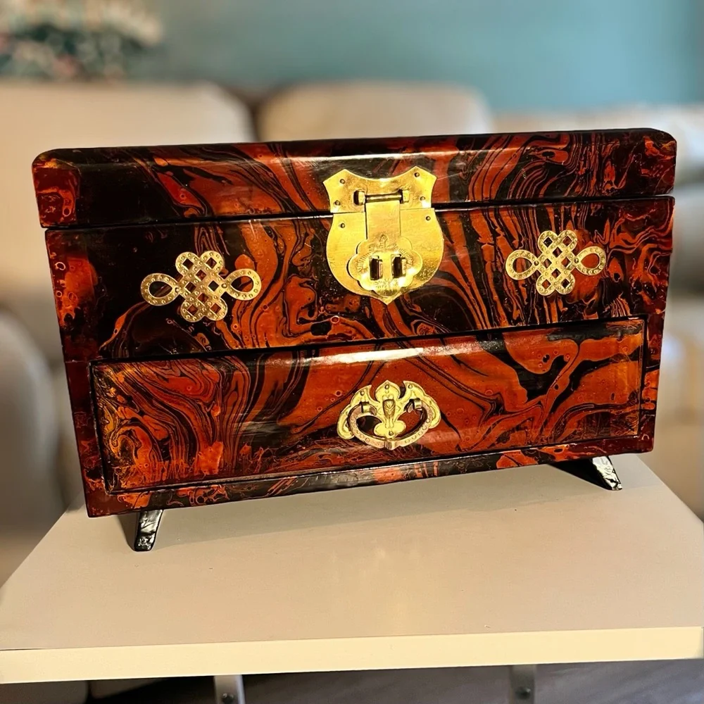 Jewelry Box East Asian Cork Art Ruanmu Hua Design - Picture 9 of 10